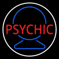 Red Psychic With Crystal White Border Neon Sign
