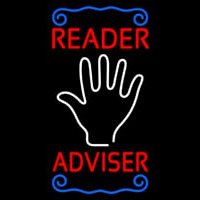 Red Reader Adviser With Palm Neon Sign