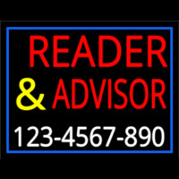 Red Reader Advisor With White Phone Number Neon Sign