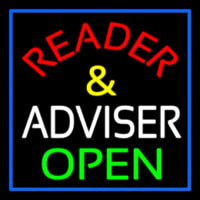 Red Reader And White Advisor Open Neon Sign