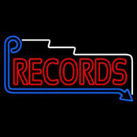 Red Records Block With Arrow Neon Sign