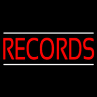 Red Records White Line Neon Sign