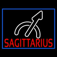 Red Sagittarius White Logo Blue Border Neon Sign