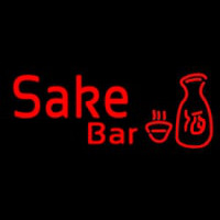 Red Sake Bar With Bottle And Glass Neon Sign