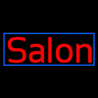 Red Salon With Blue Border Neon Sign
