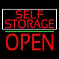 Red Self Storage White Border Open 1 Neon Sign