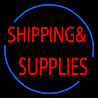 Red Shipping Supplies With Circle Neon Sign