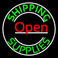 Red Shipping Supplies With Circle Open Neon Sign
