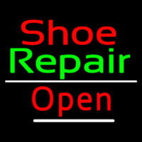 Red Shoe Green Repair Open Neon Sign