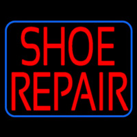 Red Shoe Repair Blue Border Neon Sign