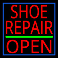 Red Shoe Repair Open Neon Sign