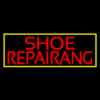 Red Shoe Repairing With Border Neon Sign