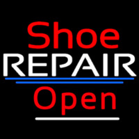 Red Shoe White Repair Open Neon Sign
