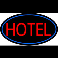 Red Simple Hotel With Blue Border Neon Sign