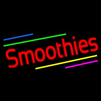 Red Smoothies With Multi Colored Lines Neon Sign