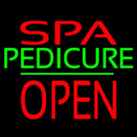 Red Spa Pedicure Block Open Neon Sign