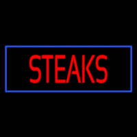 Red Steaks With Blue Border Neon Sign