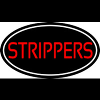Red Strippers With White Border Neon Sign