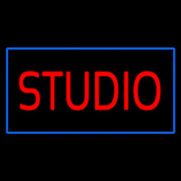 Red Studio Blue Rectangle Neon Sign