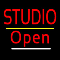 Red Studio Open Yellow Line Neon Sign