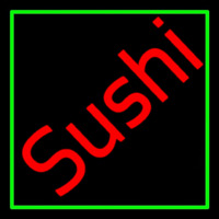 Red Sushi Green Border Neon Sign
