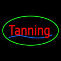 Red Tanning Oval Green Neon Sign