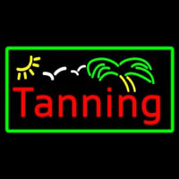 Red Tanning Palm Tree With Green Border Neon Sign