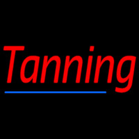 Red Tanning With Blue Line Neon Sign