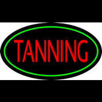 Red Tanning With Oval Green Border Neon Sign