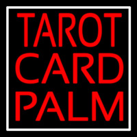 Red Tarot Card Palm And White Border Neon Sign