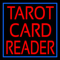 Red Tarot Card Reader Block And Border Neon Sign