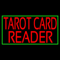 Red Tarot Card Reader Green Border Neon Sign