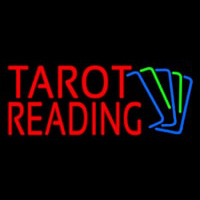 Red Tarot Reading With Cards Neon Sign