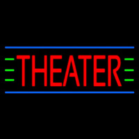 Red Theater Blue And Green Lines Neon Sign