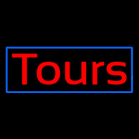 Red Tours Blue Border Neon Sign