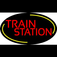 Red Train Station Neon Sign