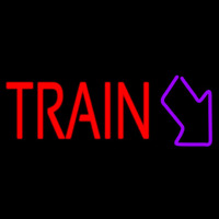 Red Train With Arrow Neon Sign