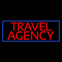 Red Travel Agency Blue Border Neon Sign
