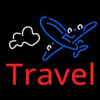 Red Travel Blue Aeroplane Neon Sign