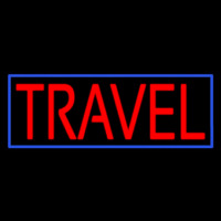 Red Travel Blue Border Neon Sign