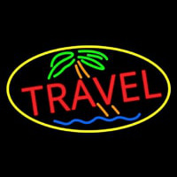 Red Travel With Yellow Border Neon Sign