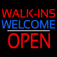 Red Walk Ins Welcome Open Neon Sign