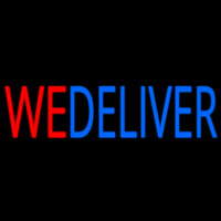 Red We Deliver Blue Neon Sign