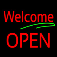 Red Welcome Open Green Line Neon Sign