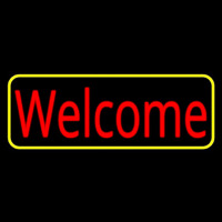 Red Welcome With Yellow Border Neon Sign