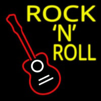 Rock N Roll With Guitar Neon Sign