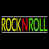Rock N Roll With White Line Block Neon Sign