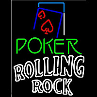 Rolling Rock Green Poker Red Heart Beer Sign Neon Sign