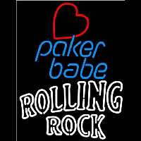 Rolling Rock Poker Girl Heart Babe Beer Sign Neon Sign