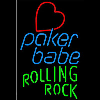 Rolling Rock Poker Girl Heart Babe Beer Sign Neon Sign